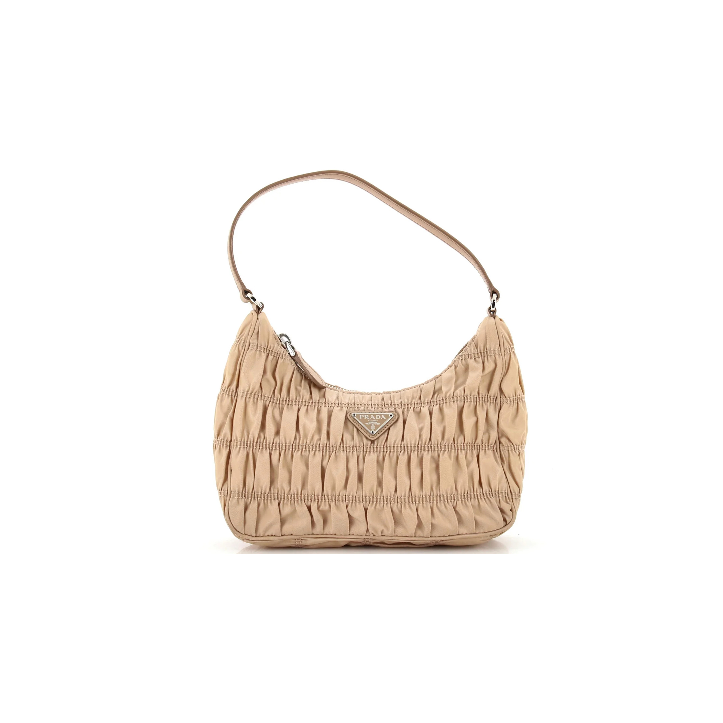 Pra*a tessuto nylon gaufre shoulder bag menta 1ne204 (22*13*6cm)